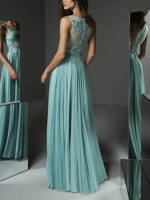 V-Neck Sleeveless Lace Maxi Dress