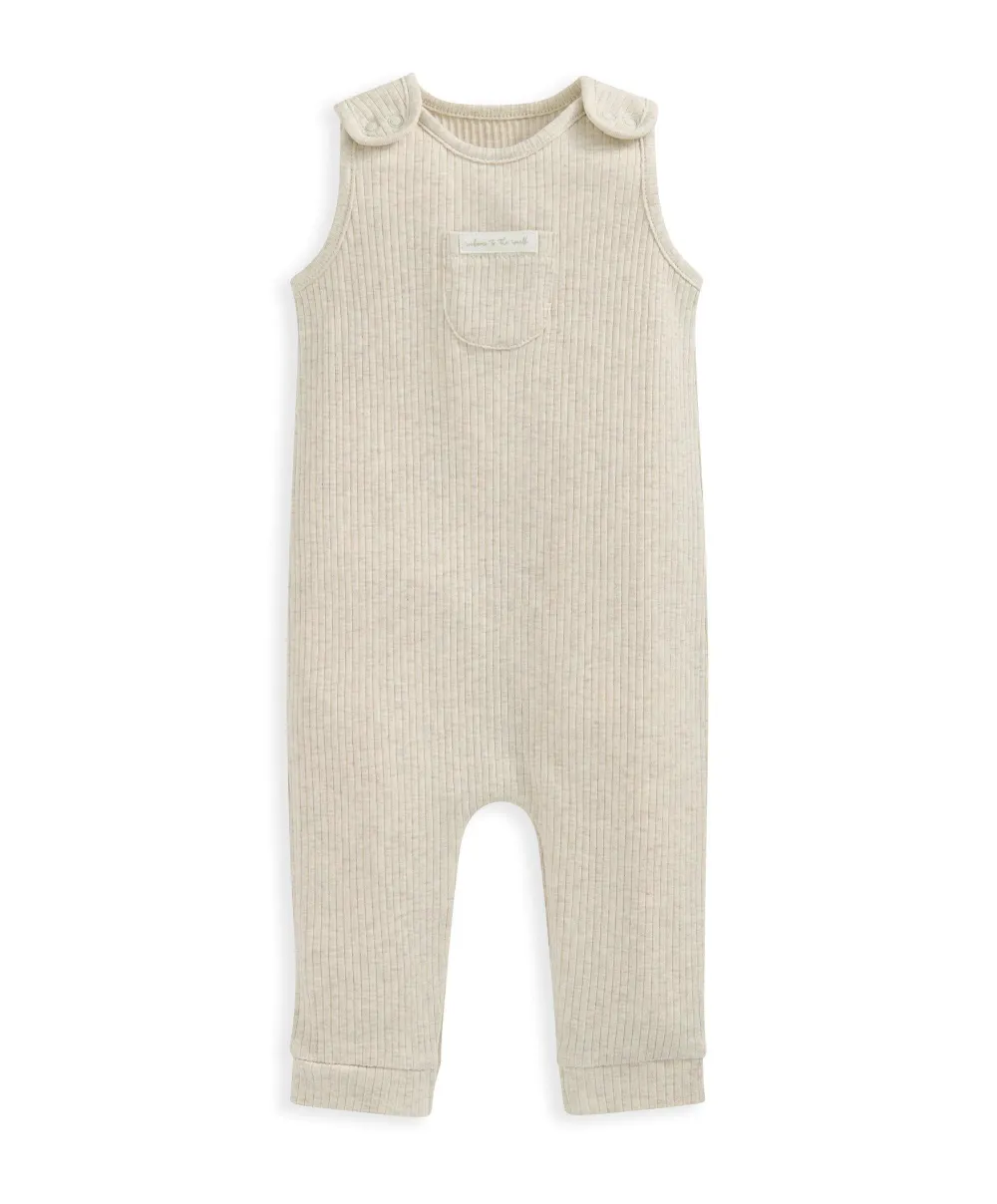 Organic Ribbed Romper - Oatmeal