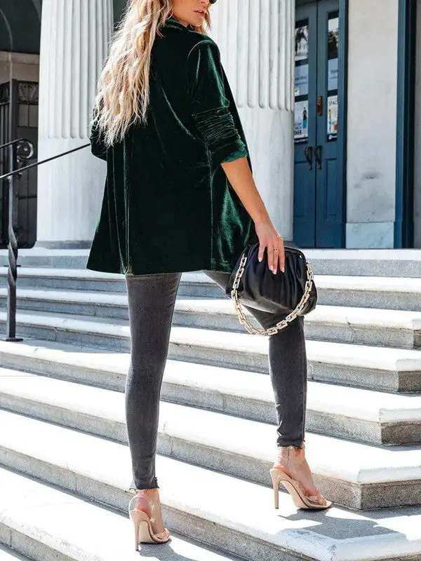 Loose Velvet Stretch Pocket Jacket