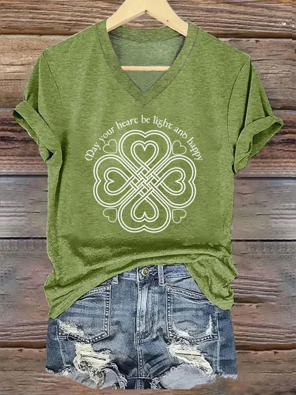 Women's May Your Heart Be Bright And Happy Printed Short-Sleeved T-Shirt