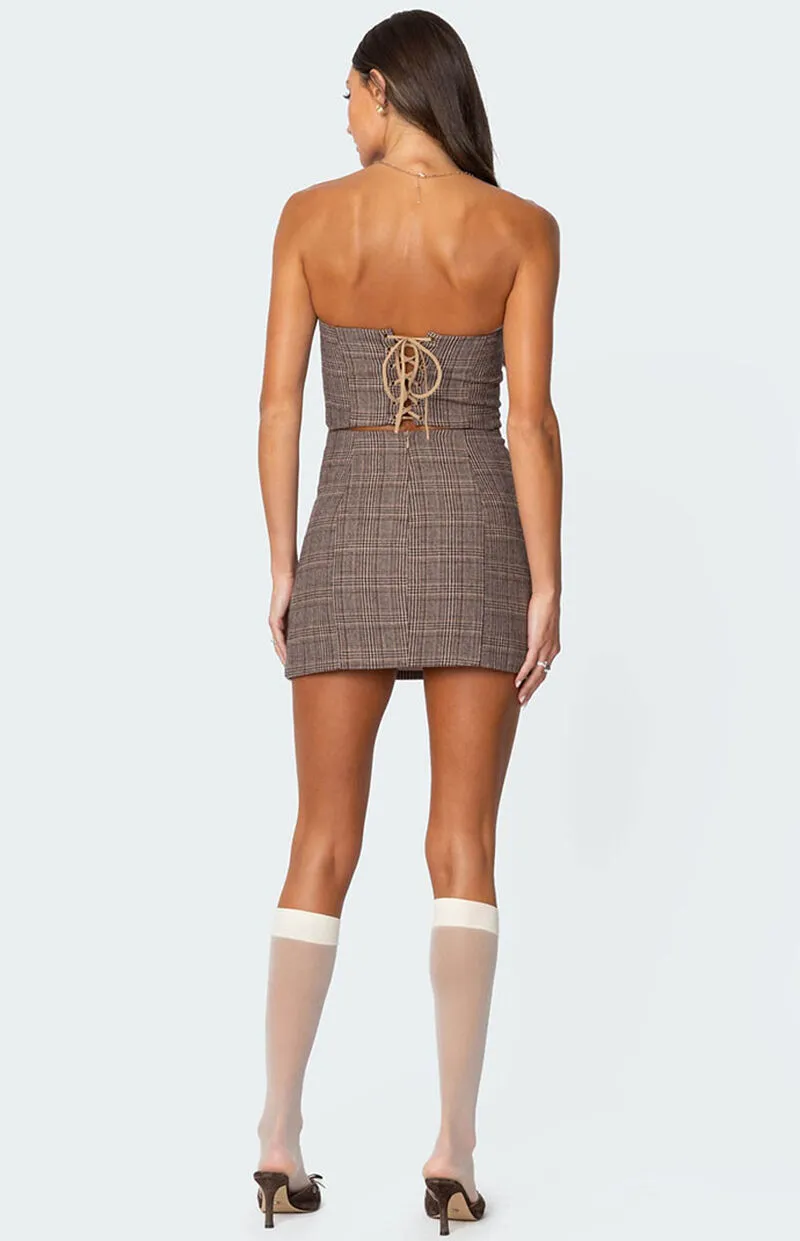 Edikted Boss Mode Plaid Mini Dress