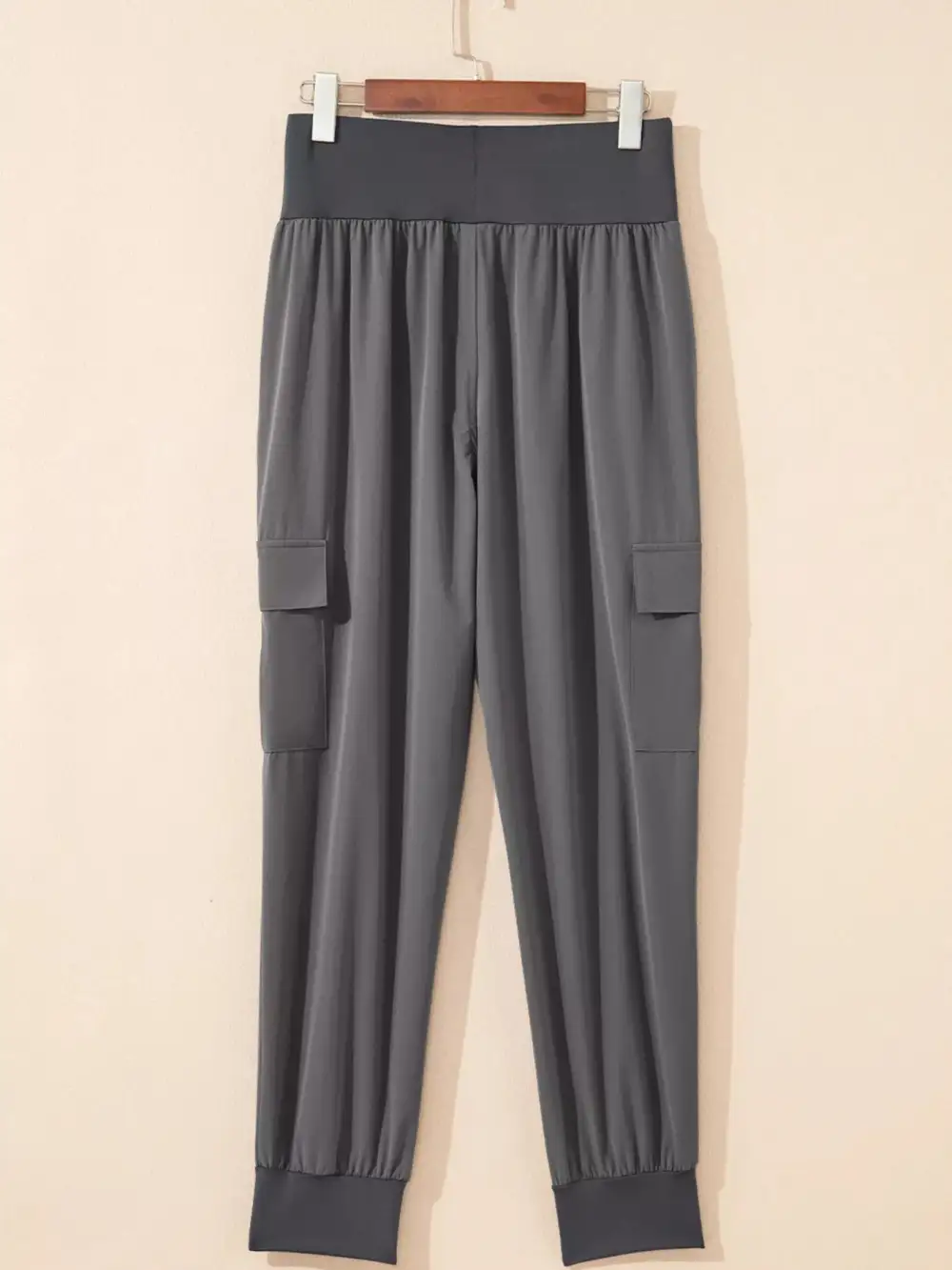 Elastic High Waist Pocketed Cargo Jogger Pants