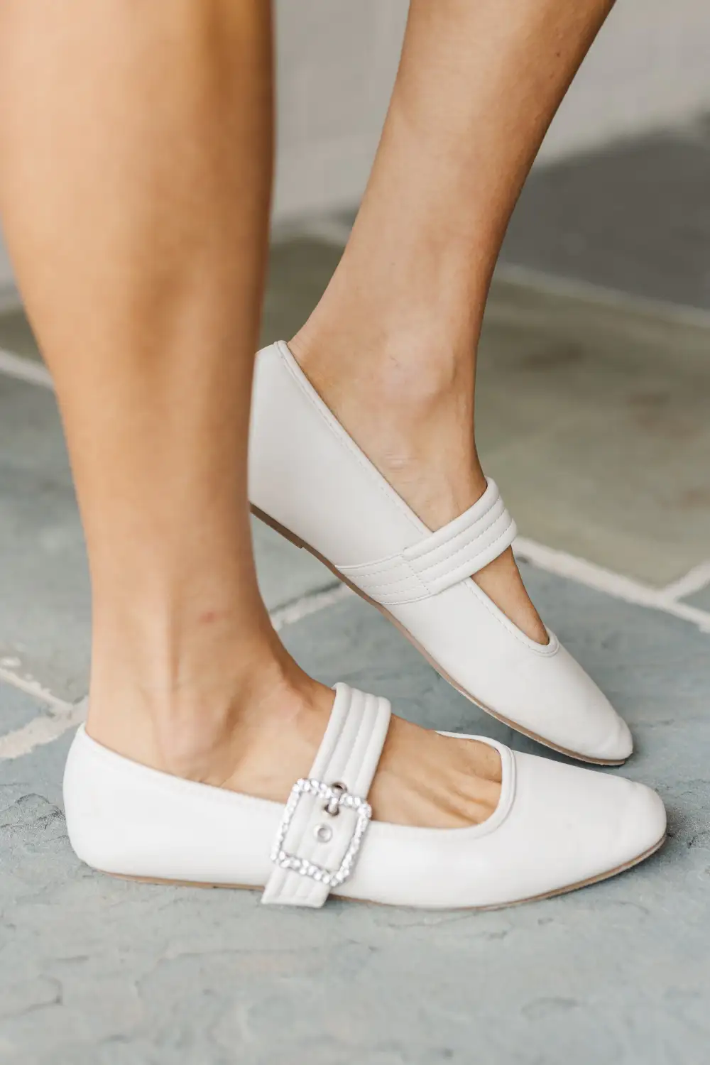 Make The Call Bone White Mary Jane Flats