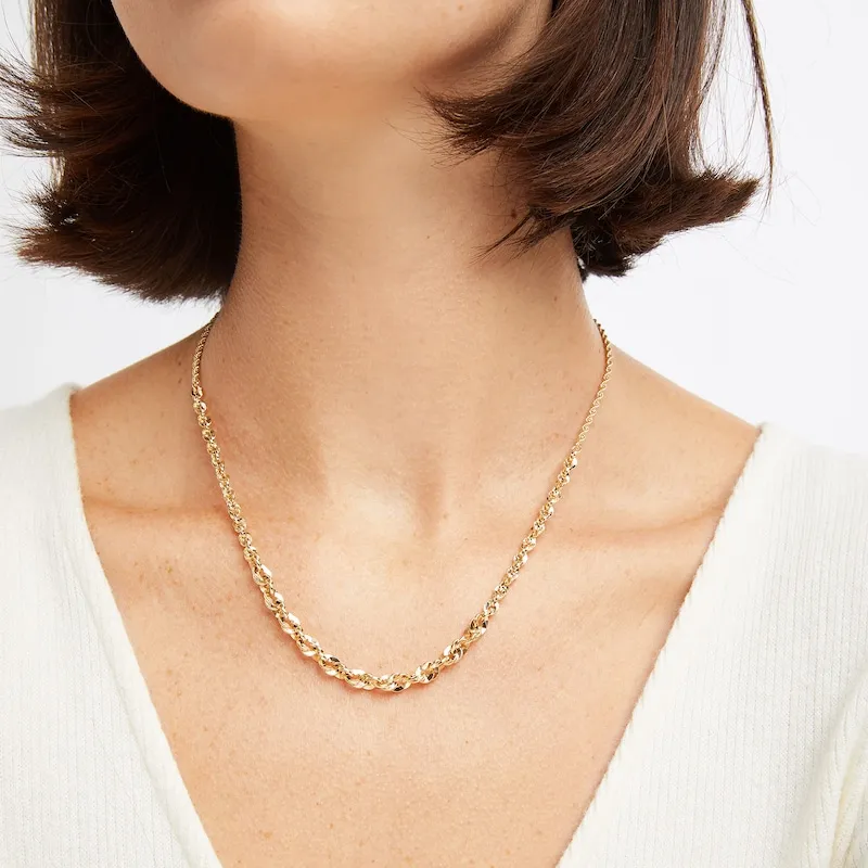 Solid Rope Chain Necklace 10K Yellow Gold 18