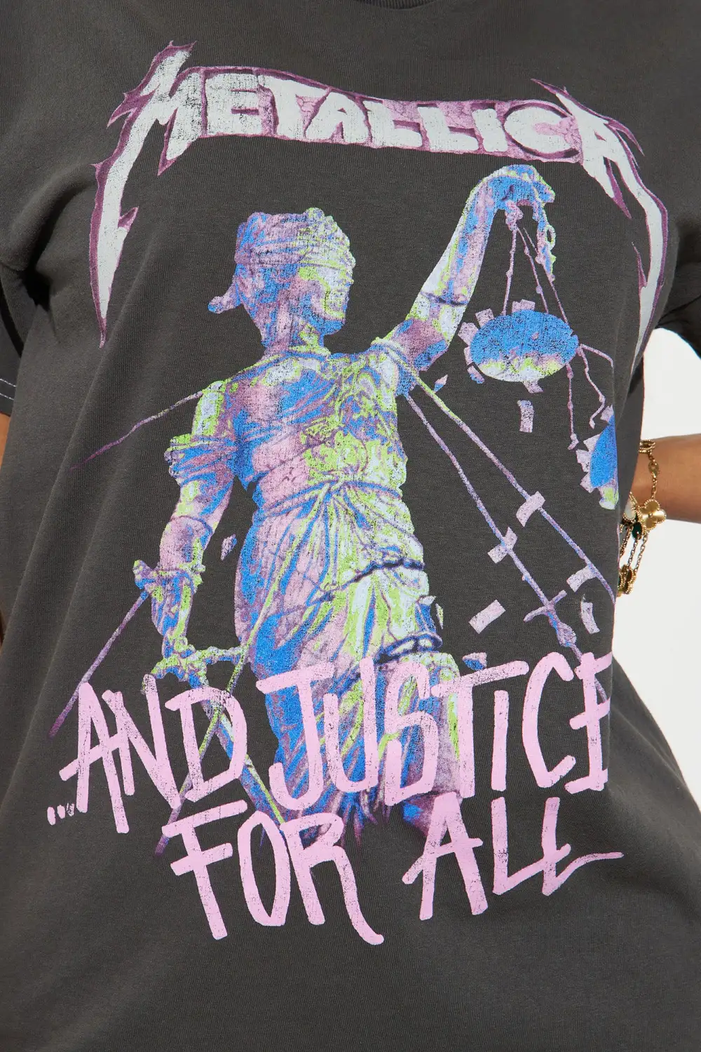 Metallica Justice For All Washed Tshirt - Black Wash