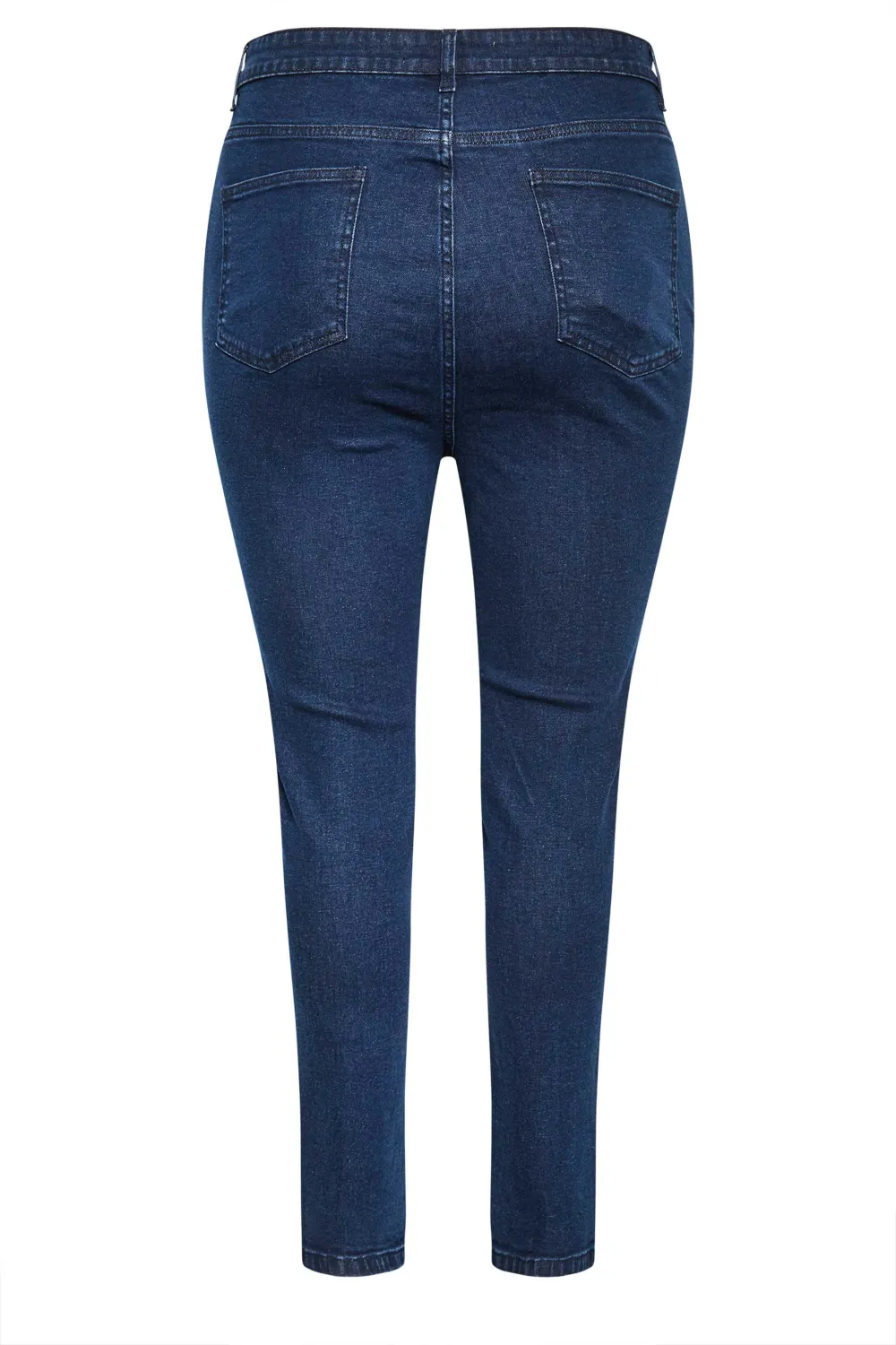 YOURS Curve Indigo Blue Skinny AVA Biker Jeans