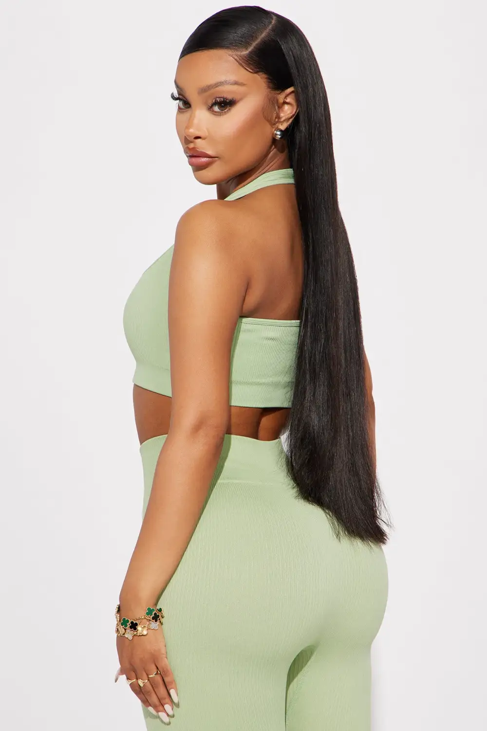 Flexibility Seamless Ribbed Sports Bra - Sage