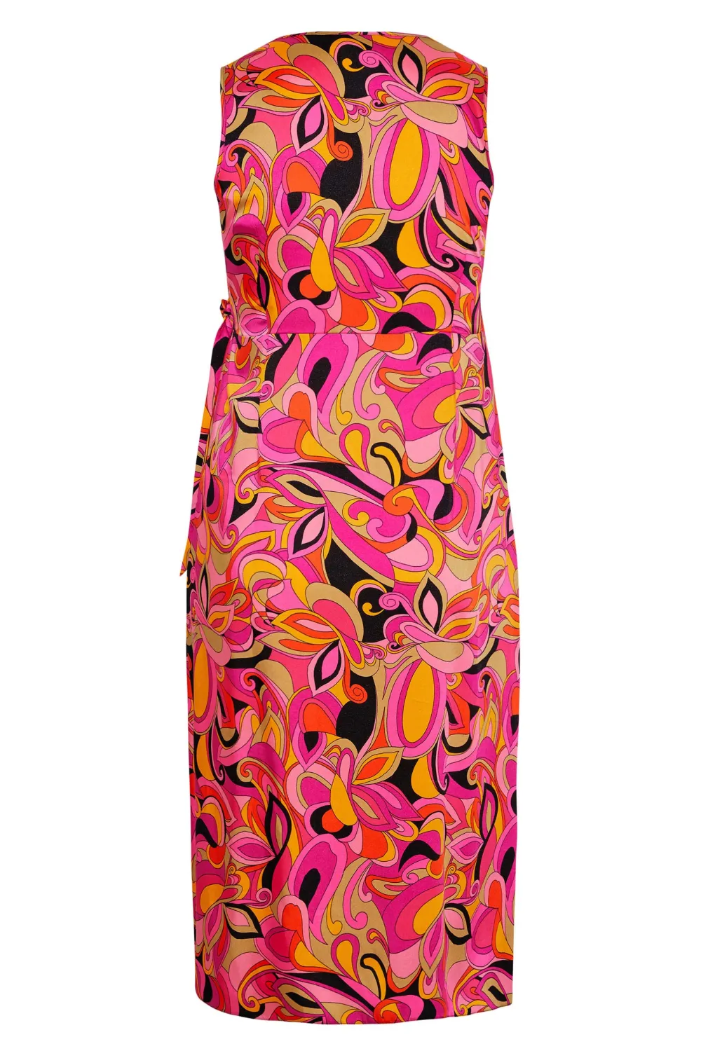 YOURS LONDON Curve Hot Pink Abstract Print Satin Wrap Dress