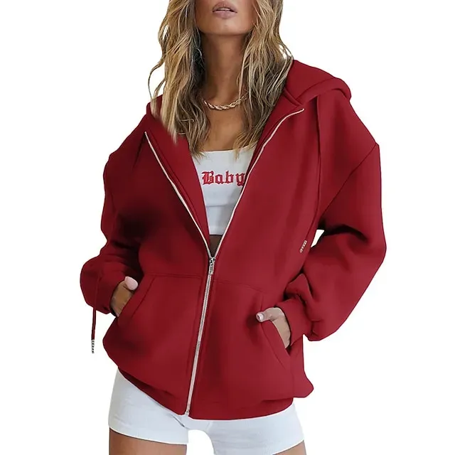 Hooded Drawstring Women's Jacket Long Sleeve Hooded Sweatshirt Athletic Warm Casual Breathable Moisture Wicking Running Sports Training Hiking Sportswear
