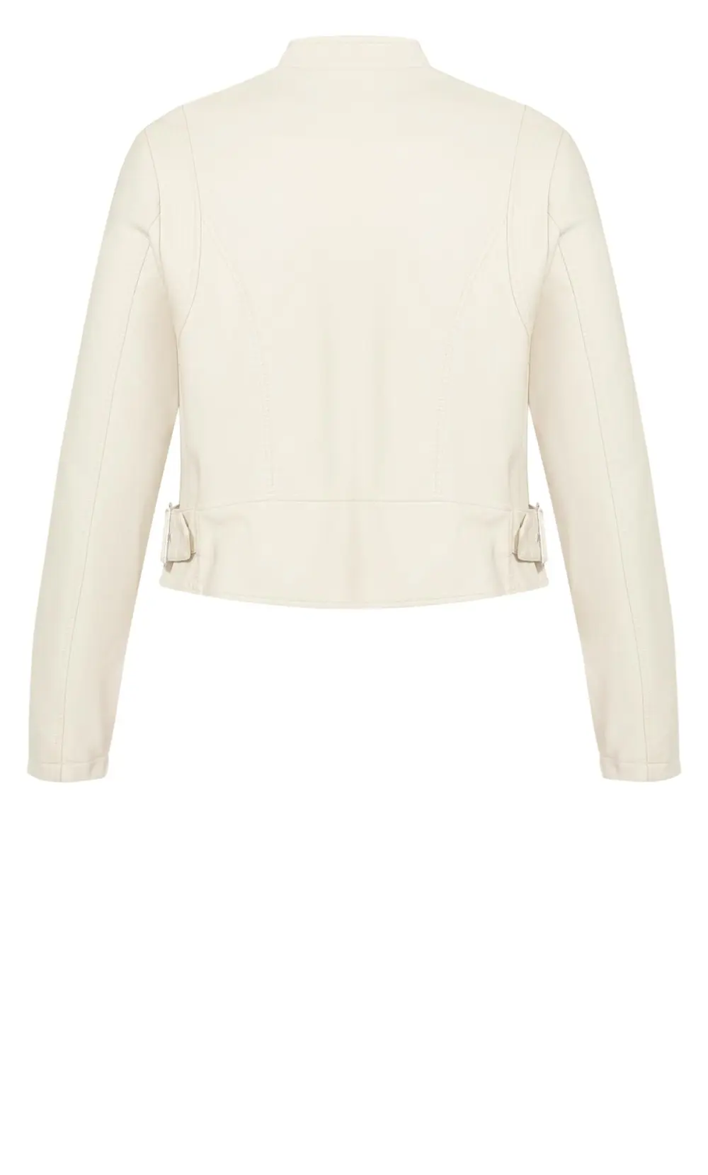 Evans Cream Cropped Biker Jacket