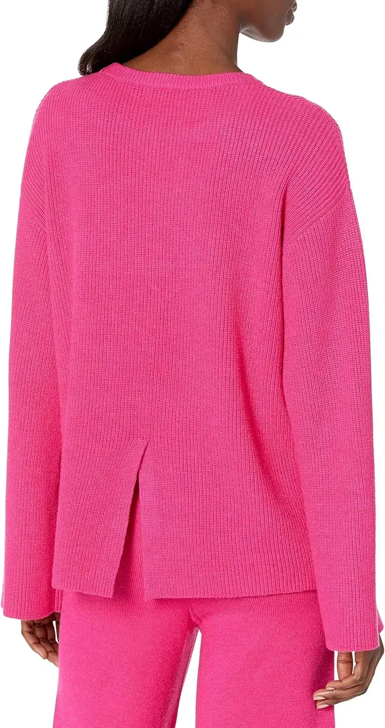 Women's Alice Crewneck Back-Slit Ribbed Pullover Sweater