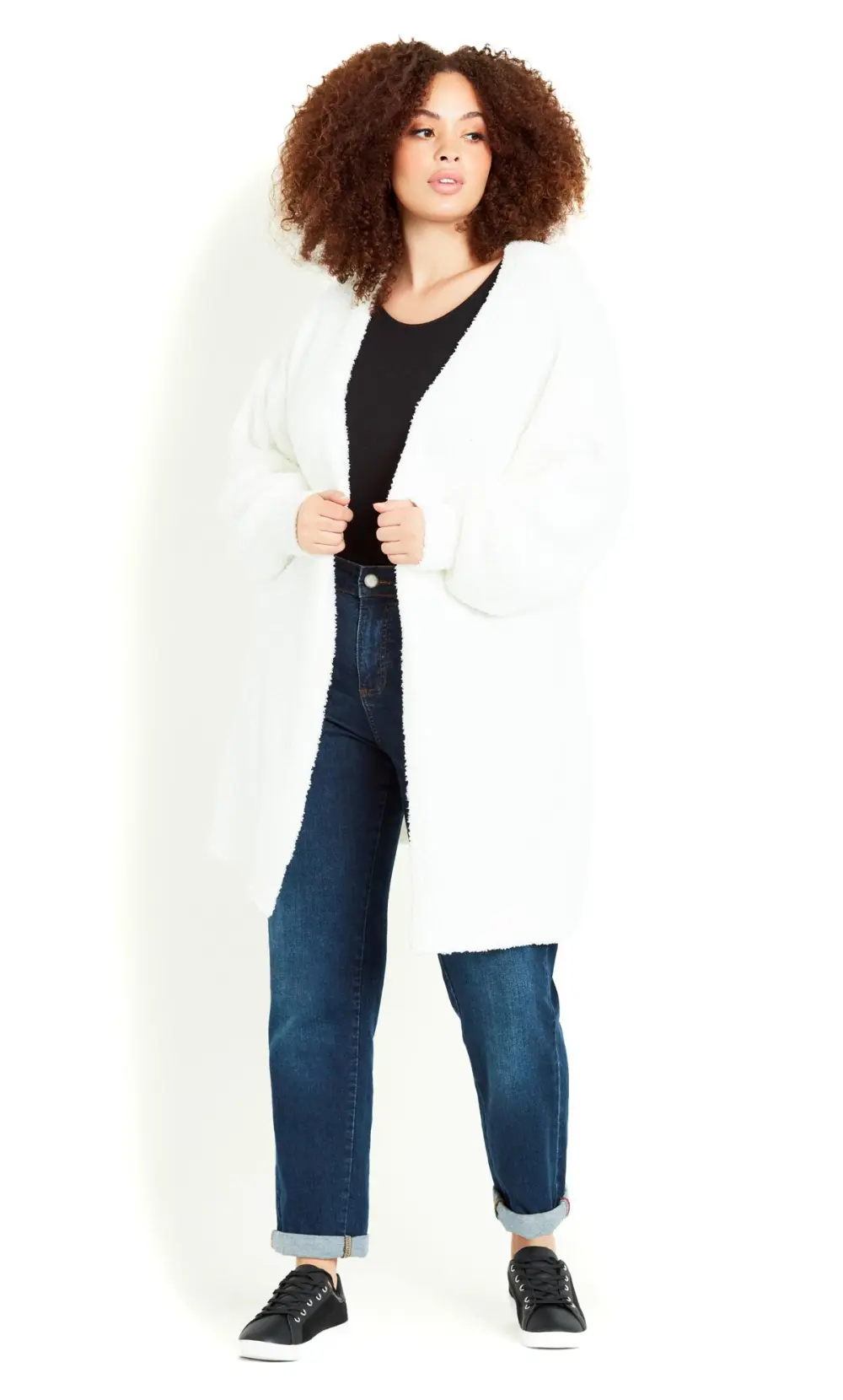 Evans Ivory Teddy Longline Cardigan