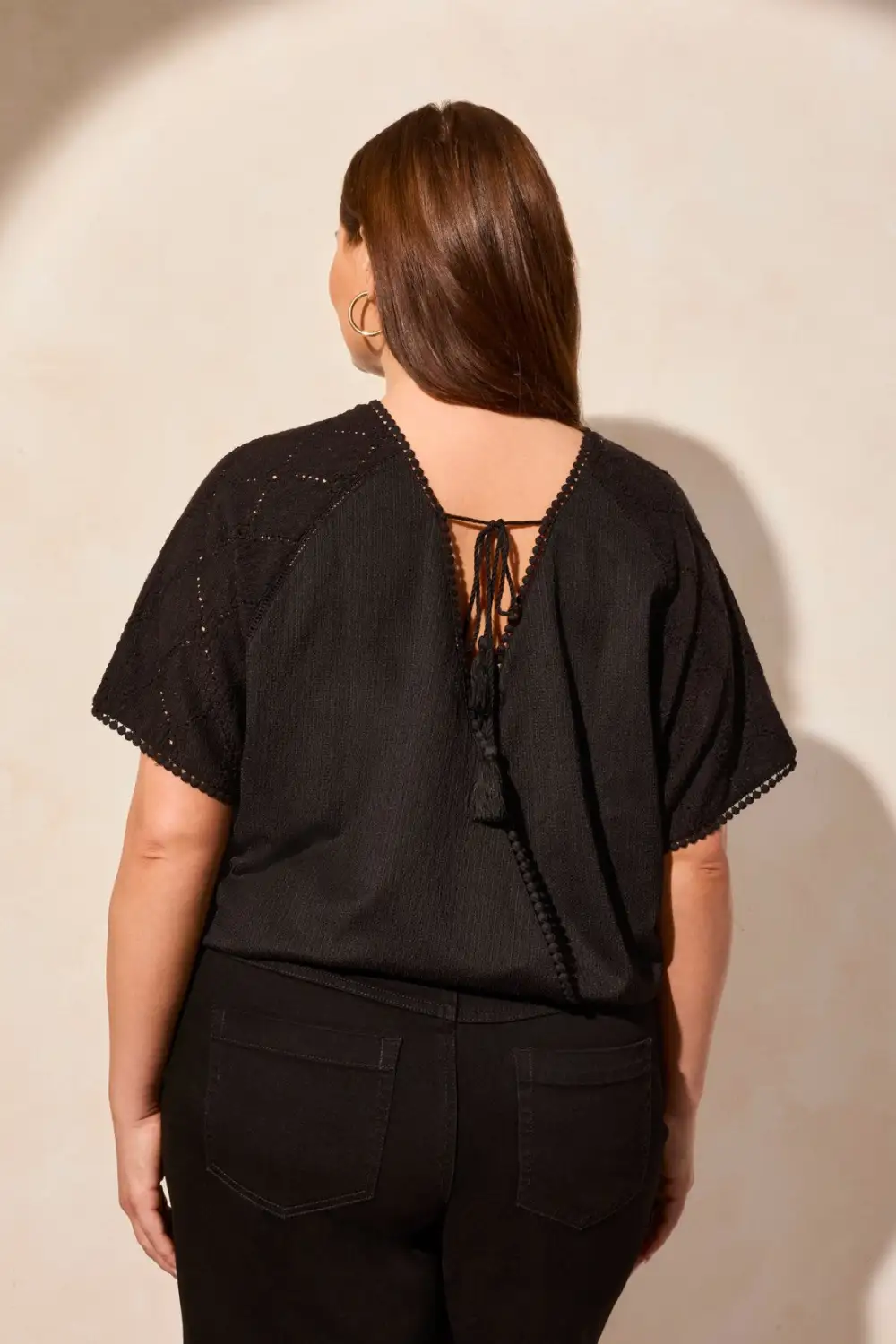 Wear-Two-Ways Raglan Sleeve Crew Neck Top-Black