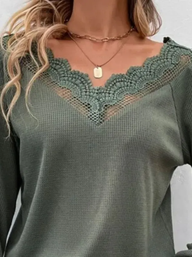 Plain Regular Fit Casual Daily V Neck T-Shirt