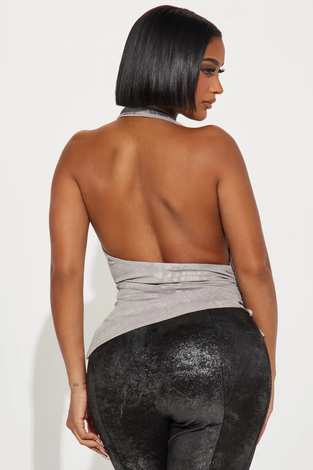 Show You Off Metallic Halter Top - Silver
