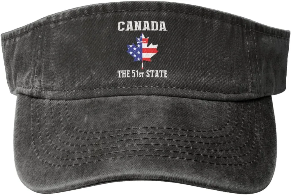 Canada 51st State Denim Visor Hat Adjustable Unisex Golf Sports Empty Top Cap