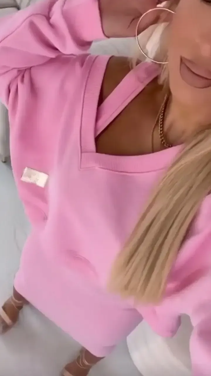 Women's V-neck Solid Color Casual Dress Suit