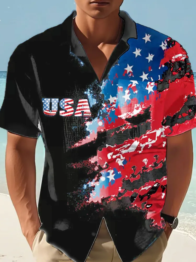 Men's Independence Day Flag Print Shirt