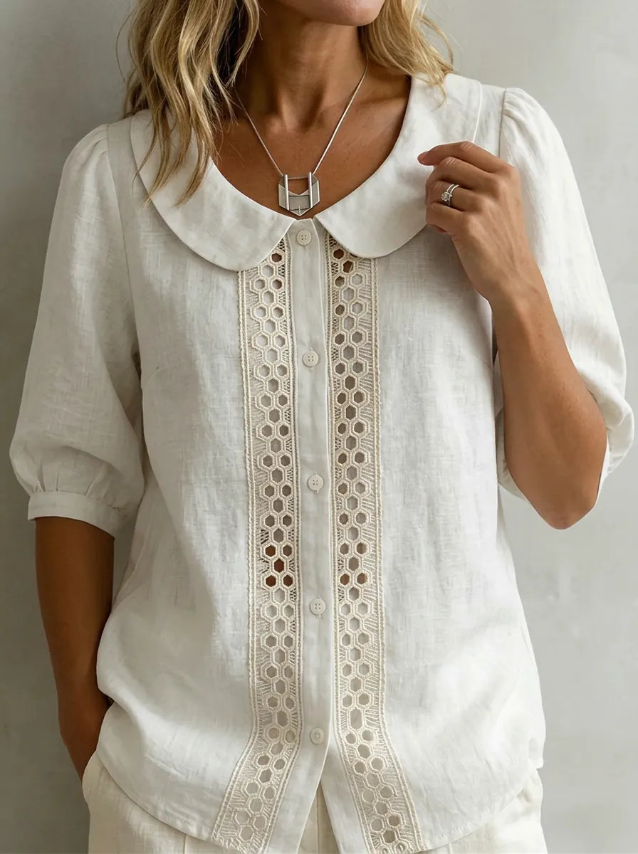 Women's Nashville Music City Lace Trimmed Printed Top