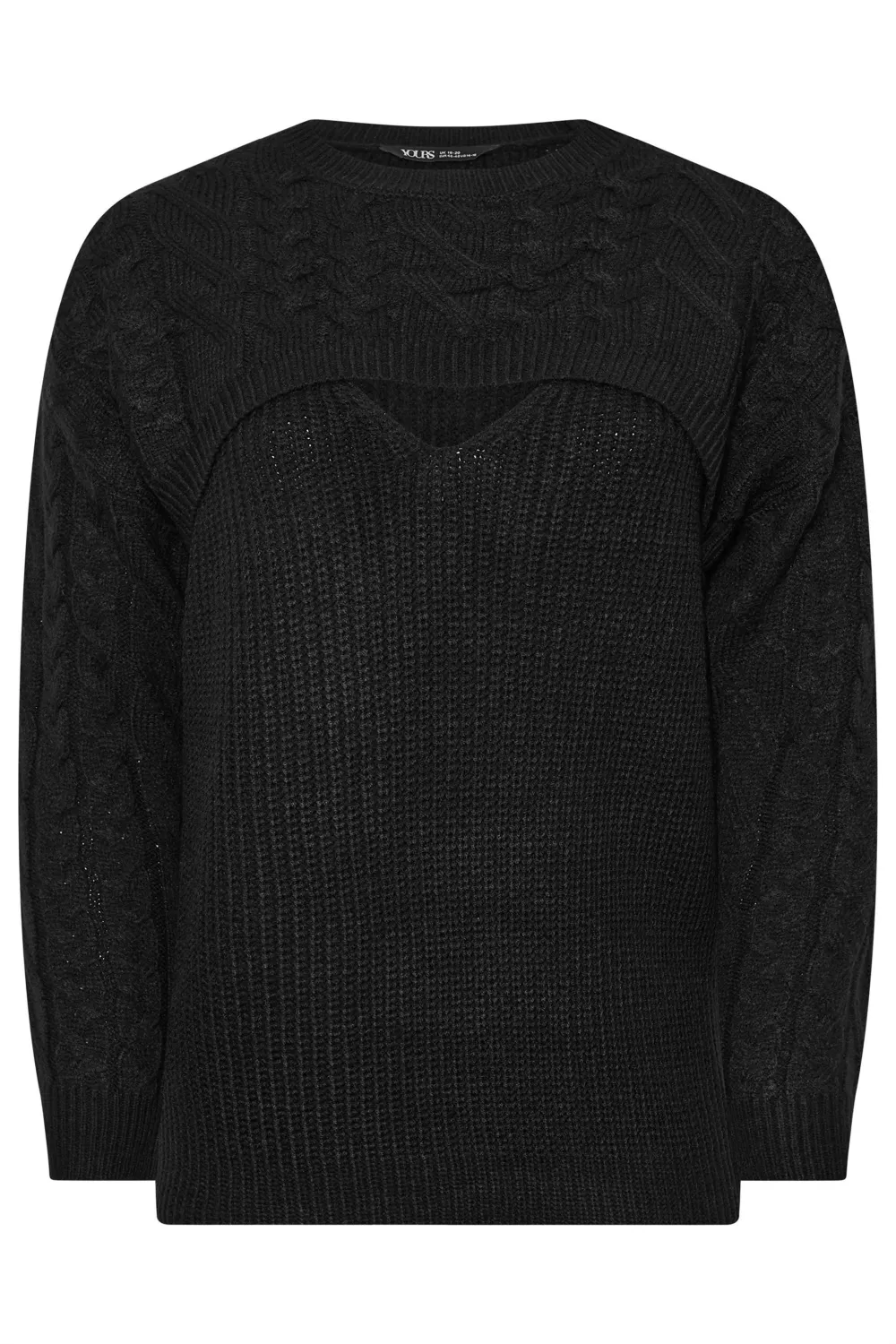 YOURS Curve Cream Cable Knit Cut Out Jumper