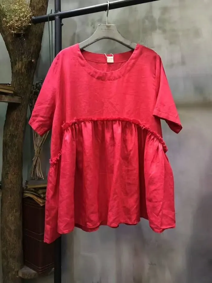 Women's casual cotton and linen tops