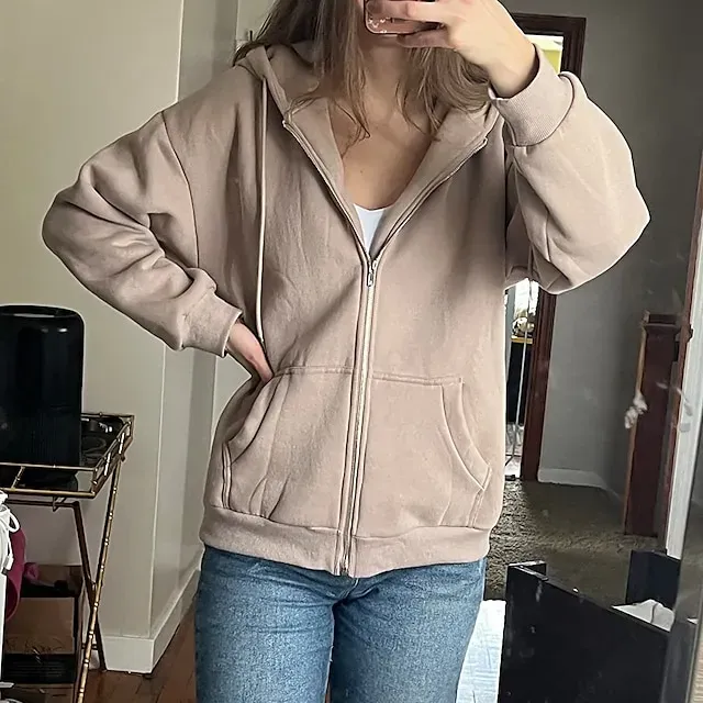 Hooded Drawstring Women's Jacket Long Sleeve Hooded Sweatshirt Athletic Warm Casual Breathable Moisture Wicking Running Sports Training Hiking Sportswear