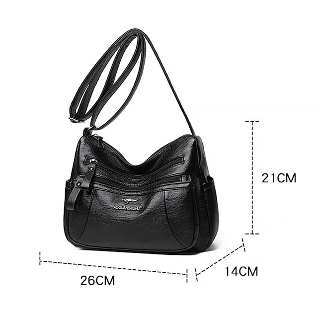 Women's Crossbody Bag Shoulder Bag Hobo Bag PU Leather Outdoor Daily Holiday Zipper Large Capacity Waterproof Lightweight Solid Color 1077 brown 1077 purple 1077 red