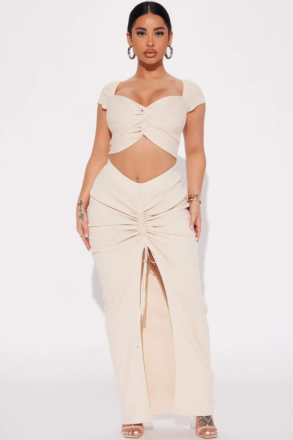 Out Of Habit Skirt Set - Cream