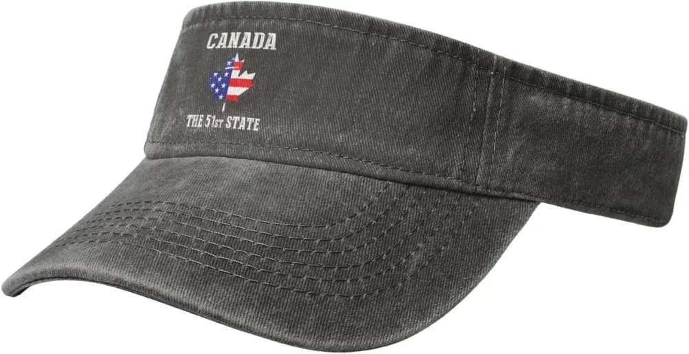 Canada 51st State Denim Visor Hat Adjustable Unisex Golf Sports Empty Top Cap