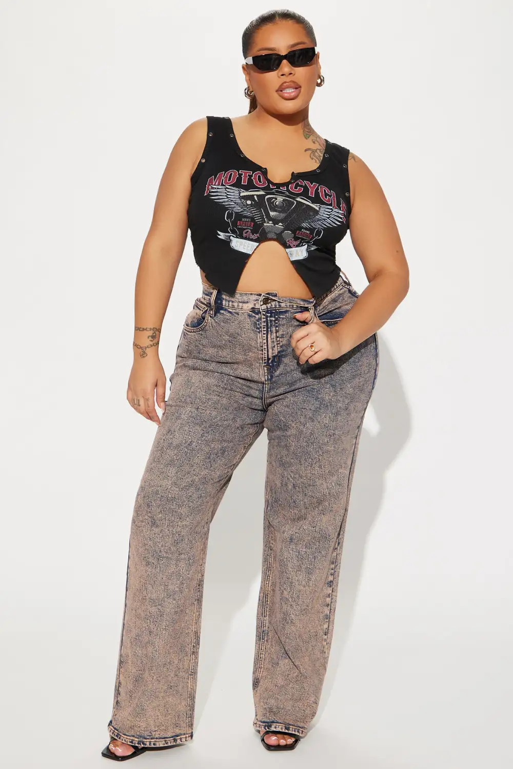 Show You Off Acid Wash Stretch Straight Leg Jeans - Rust