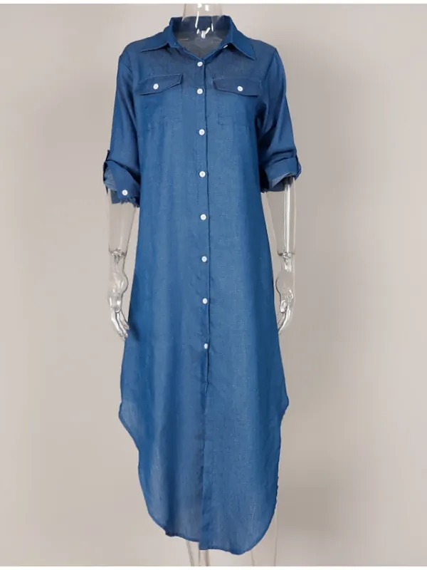 Women's Casual Dress Shirt Dress Casual Dress Geometric Print Button Pocket Shirt Collar Maxi long Dress Basic Casual Outdoor Daily Long Sleeve Regular Fit Leopard Pattern white Black Summer Spring S