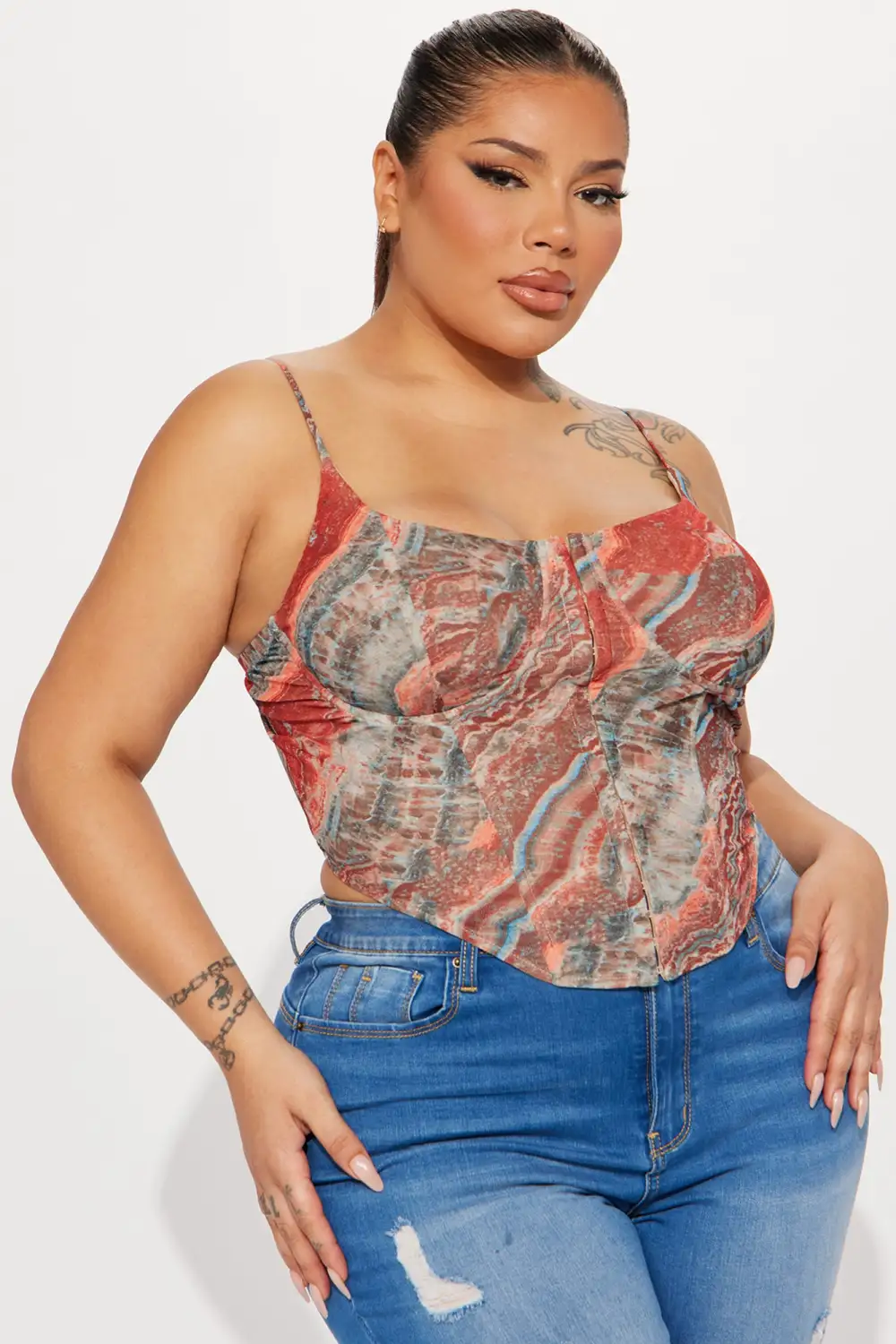 Marble Mesh Corset - Rust/combo