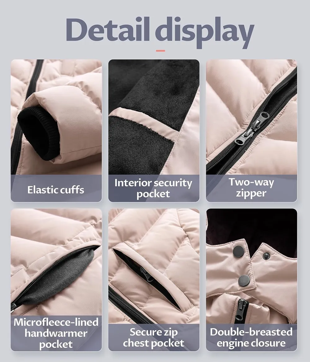 US Women's Winter Hooded Coat Waterproof Warm Long Puffer Jacket Parka