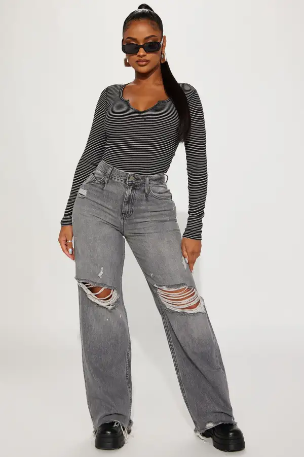 Daily Date Long Sleeve Top - Black/White