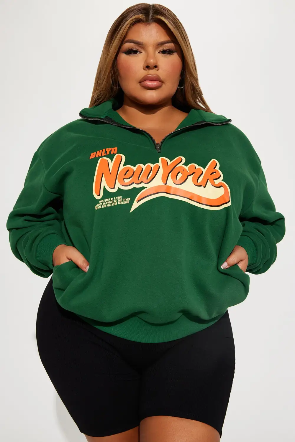 Vintage NY Half Zip Sweatshirt - Green