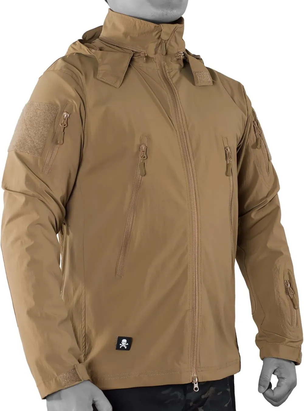 Mens Tactical Soft Shell Full Zip Jacket Lightweight Black Army Combat Coat Special Ops Airsoft Gear