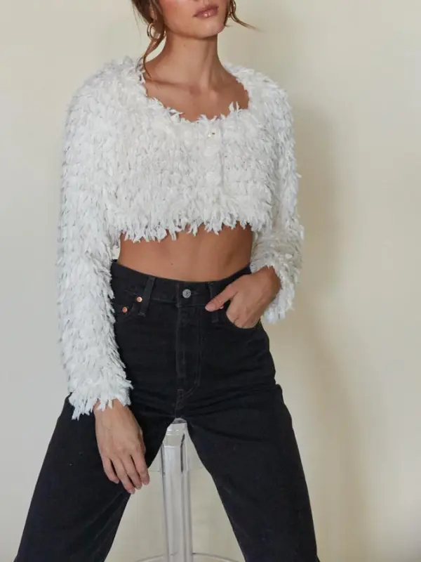 Priscilla Cropped Fringe Cardigan