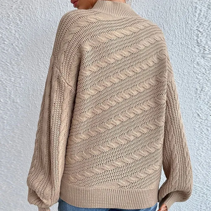 Vintage Loose Round Neck Pullover Twist Sweater