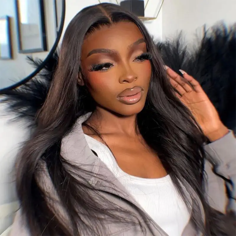 Real HD| Silky Straight Glueless Lace Closure Wig 250% Raw Virgin Human Hair Wig