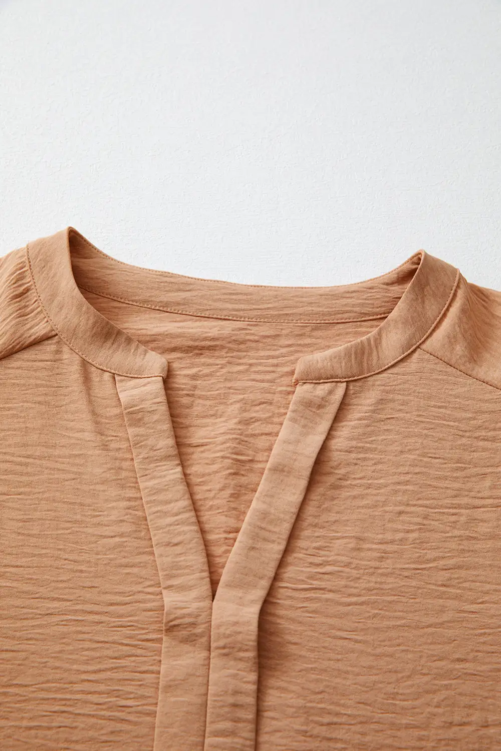 Smocked Shirred V-Neck Blouse