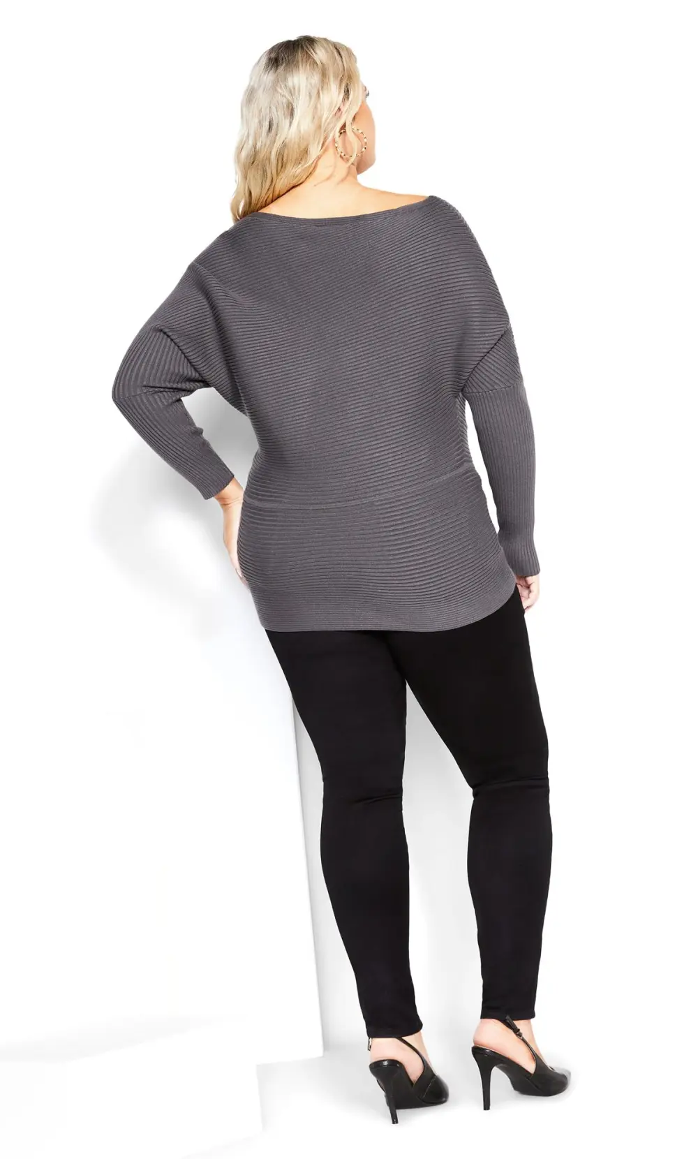Evans Grey Ribbed Jumper