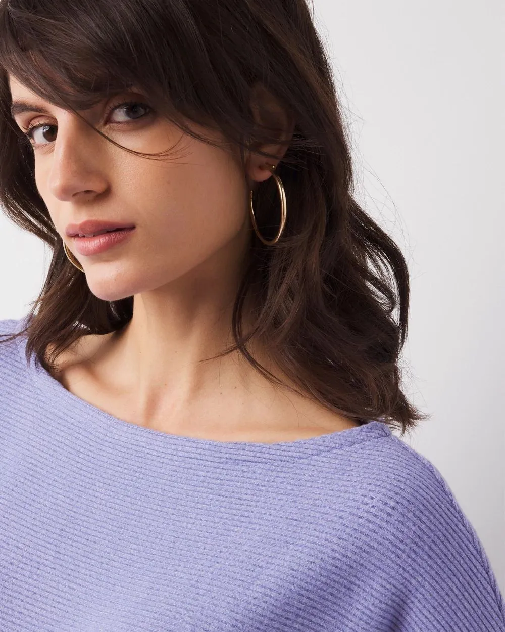 Petite Off-The-Shoulder Ribbed Snit Pullover