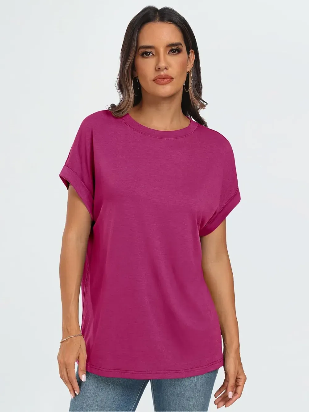 AUTOMET Women Tops Casual Basic T Shirts Loose Fit Crewneck Short Sleeve Summer Outfits