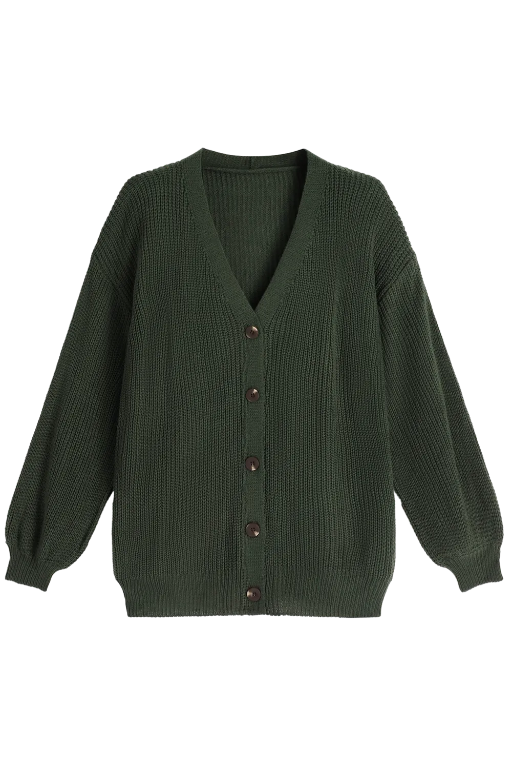 Forest Green V-Neck Buttoned Cardigan