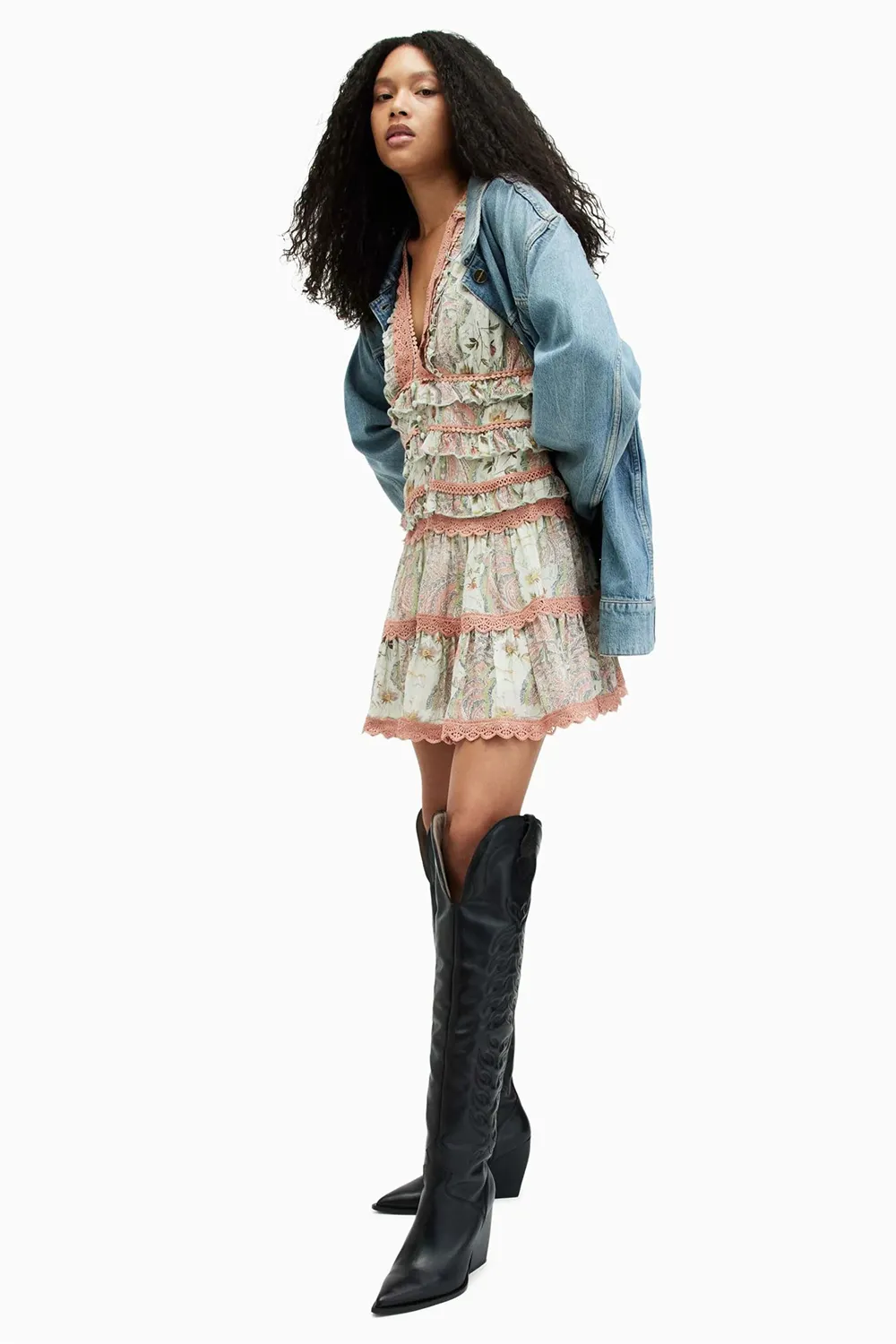 AllSaints Zora tiered dress