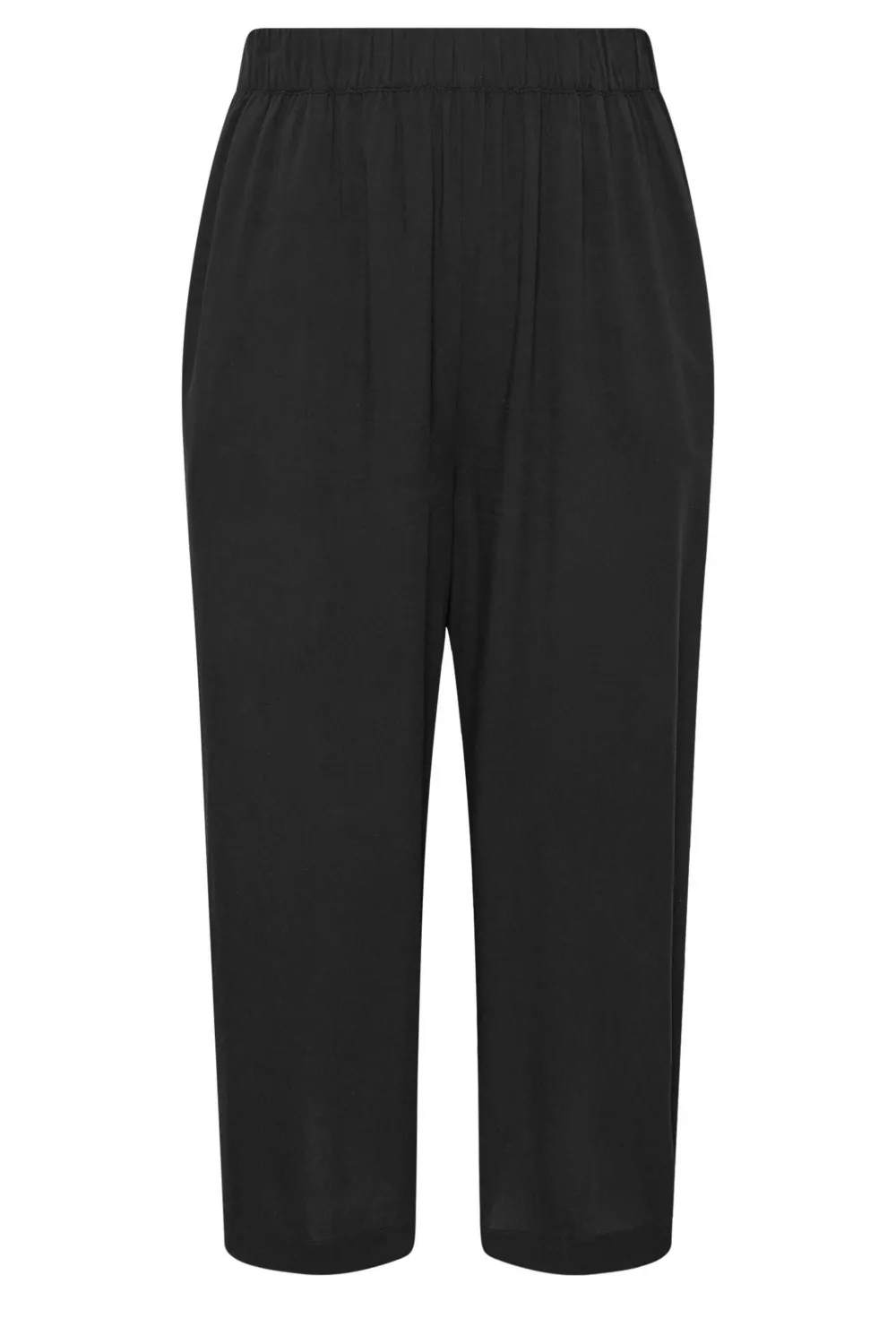 YOURS Curve Black Wide Leg Cropped Trousers