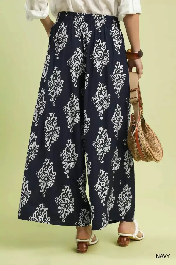 Abstract Print Wide Leg Pants
