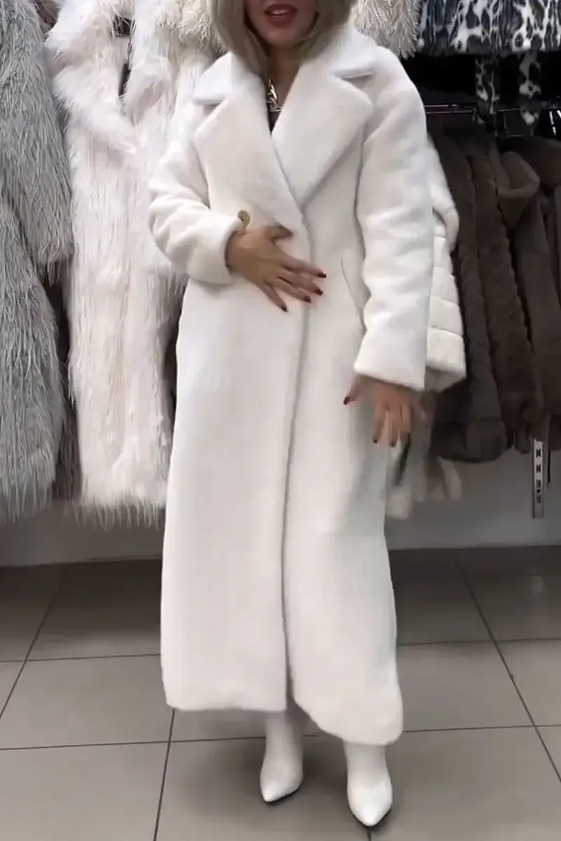 Women's Solid Color Lapel Long Coat