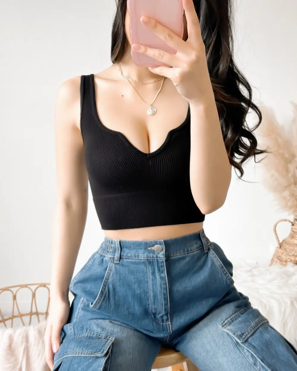 HARPER RIBBED TANK TOP (BLACK)