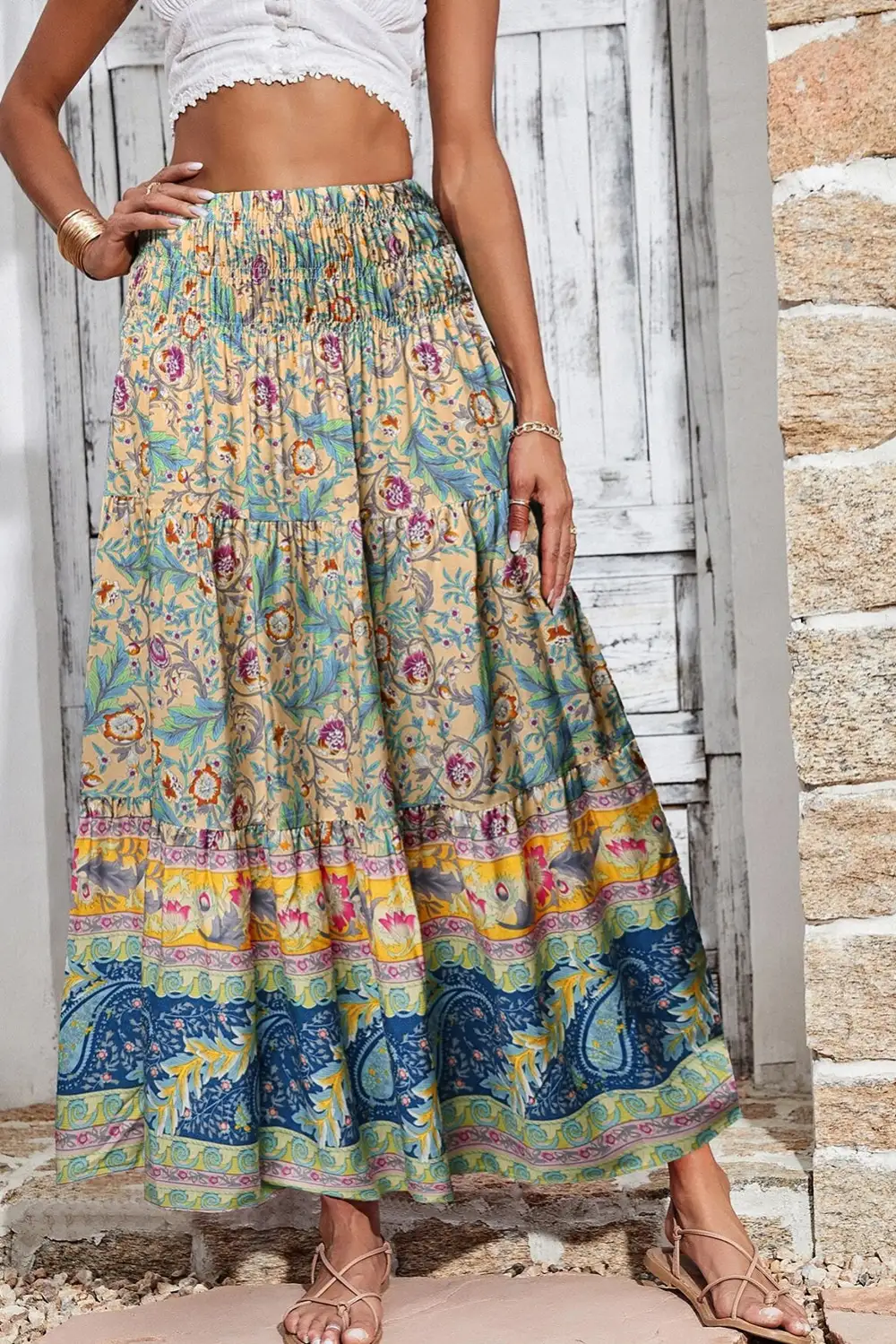 Easygoing Floral Print High Waist Skirt